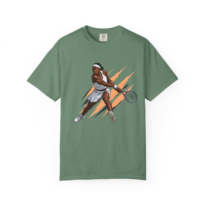 COCO GAUFF Tennis Player Graphic T-Shirt — Dynamic Women's Tennis Art Tee