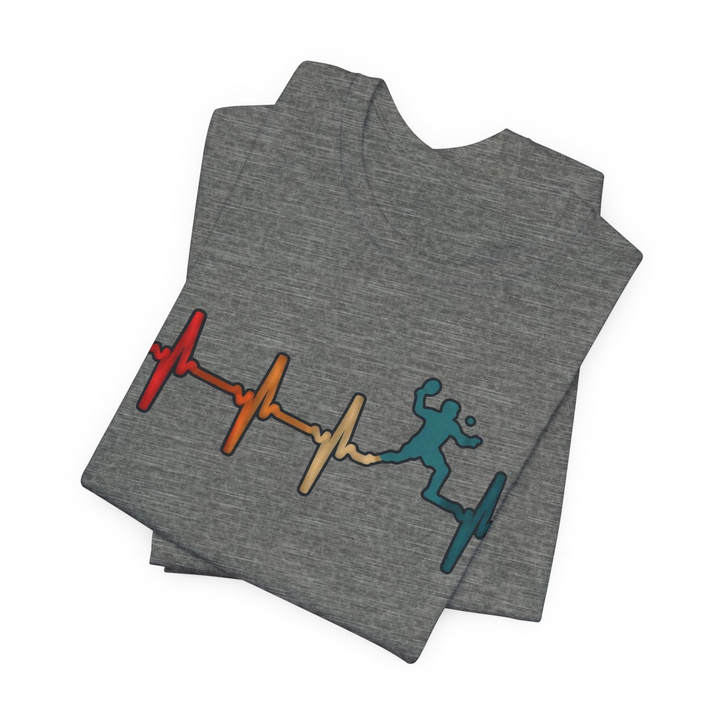 Heartbeat Tennis T‑Shirt — Colorful Surf Pulse Graphic Tee