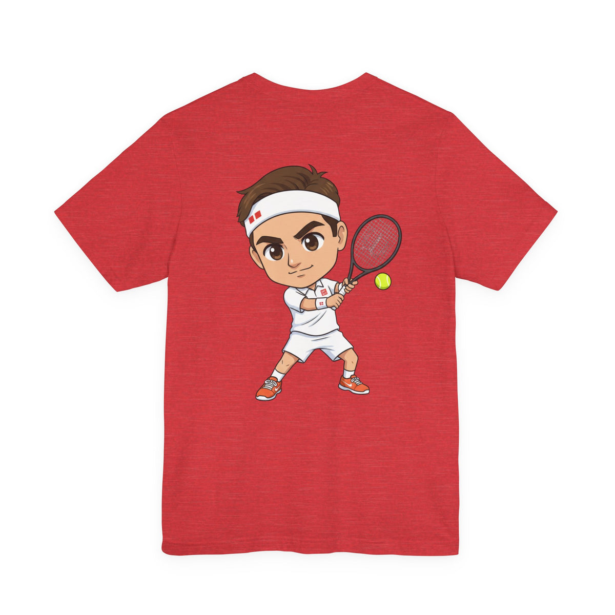 Tennis Tee — Watercolor Ball & Cartoon Player Short Sleeve Shirt