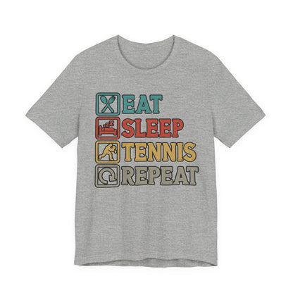 Tennis Tee — "Eat Sleep Tennis Repeat" Vintage Graphic Shirt