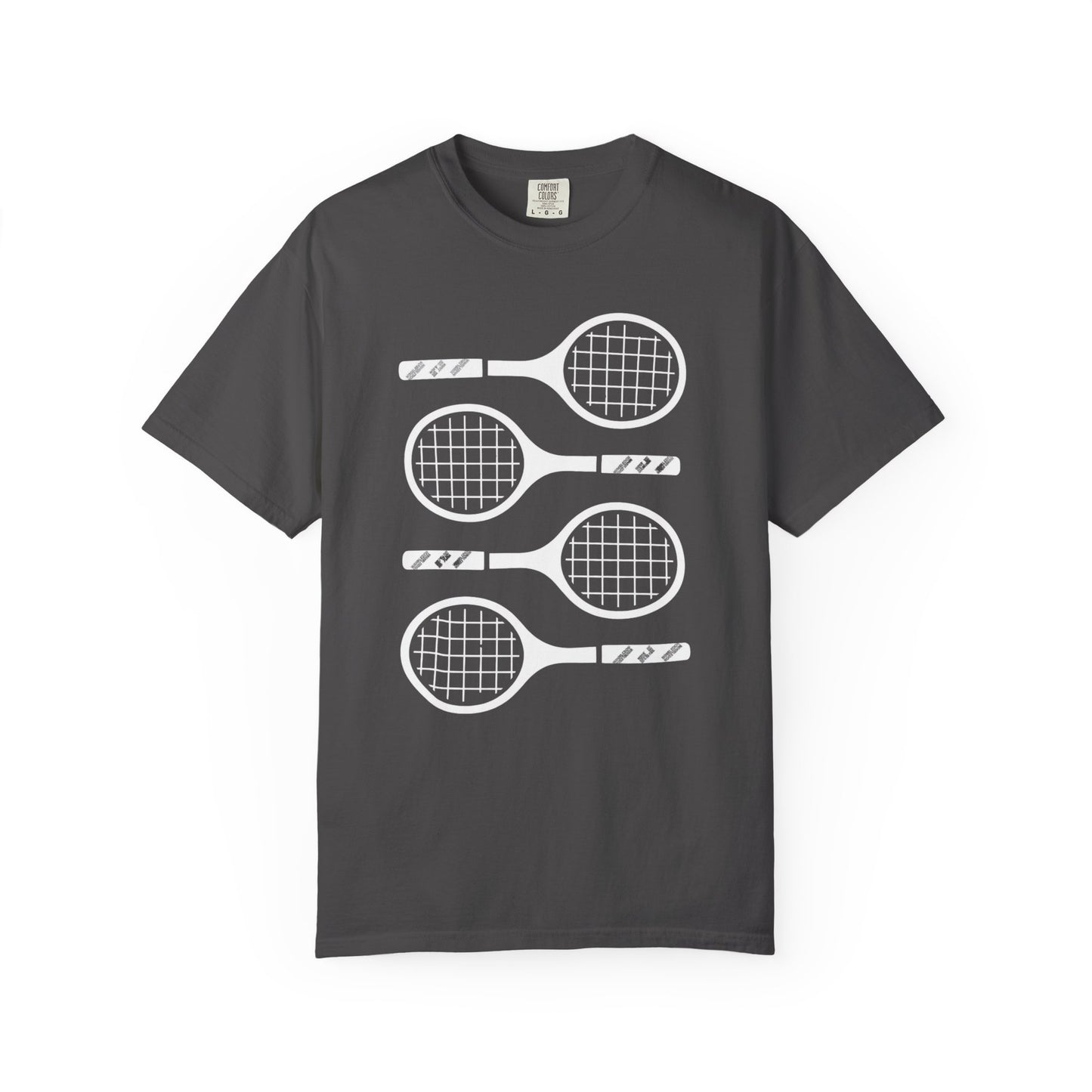 Tennis Rackets Graphic T-Shirt — Vintage-Inspired Garment-Dyed Tee