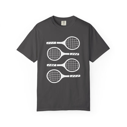 Tennis Rackets Graphic T-Shirt — Vintage-Inspired Garment-Dyed Tee