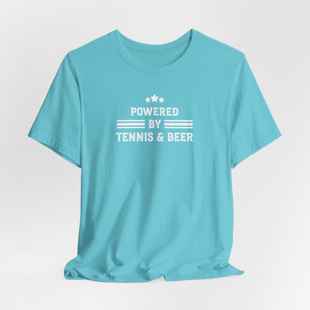 T-Shirt — "Powered by Tennis & Beer" Graphic Tee