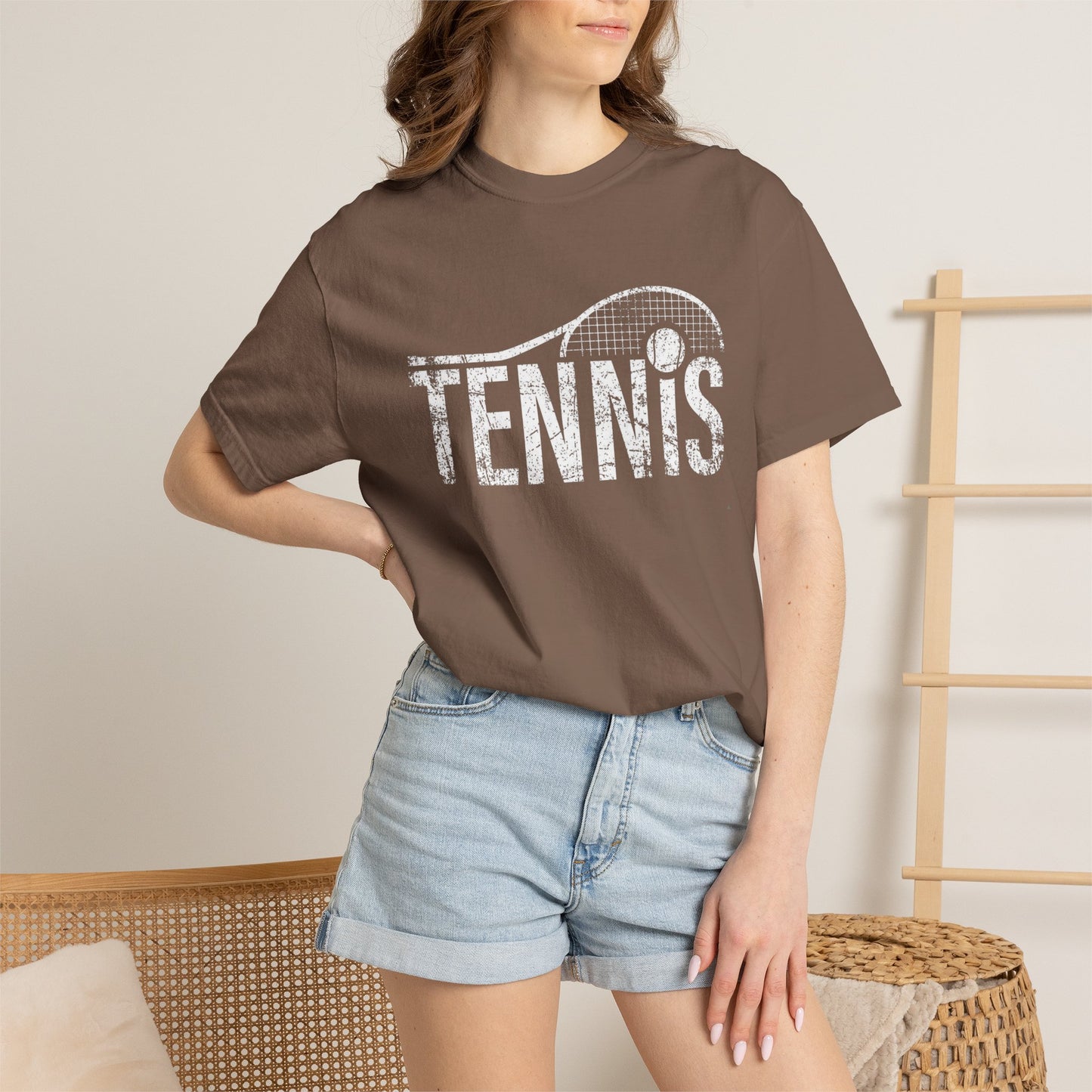 Tennis Vintage Graphic T-Shirt — Distressed Racket & Ball Tee