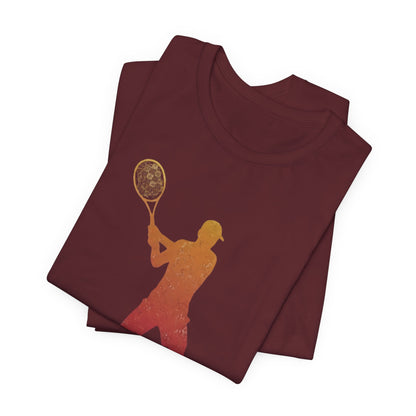 Tennis Player Silhouette Tee — Gradient Racket Sports T‑Shirt