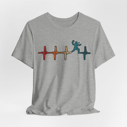 Heartbeat Tennis T‑Shirt — Colorful Surf Pulse Graphic Tee