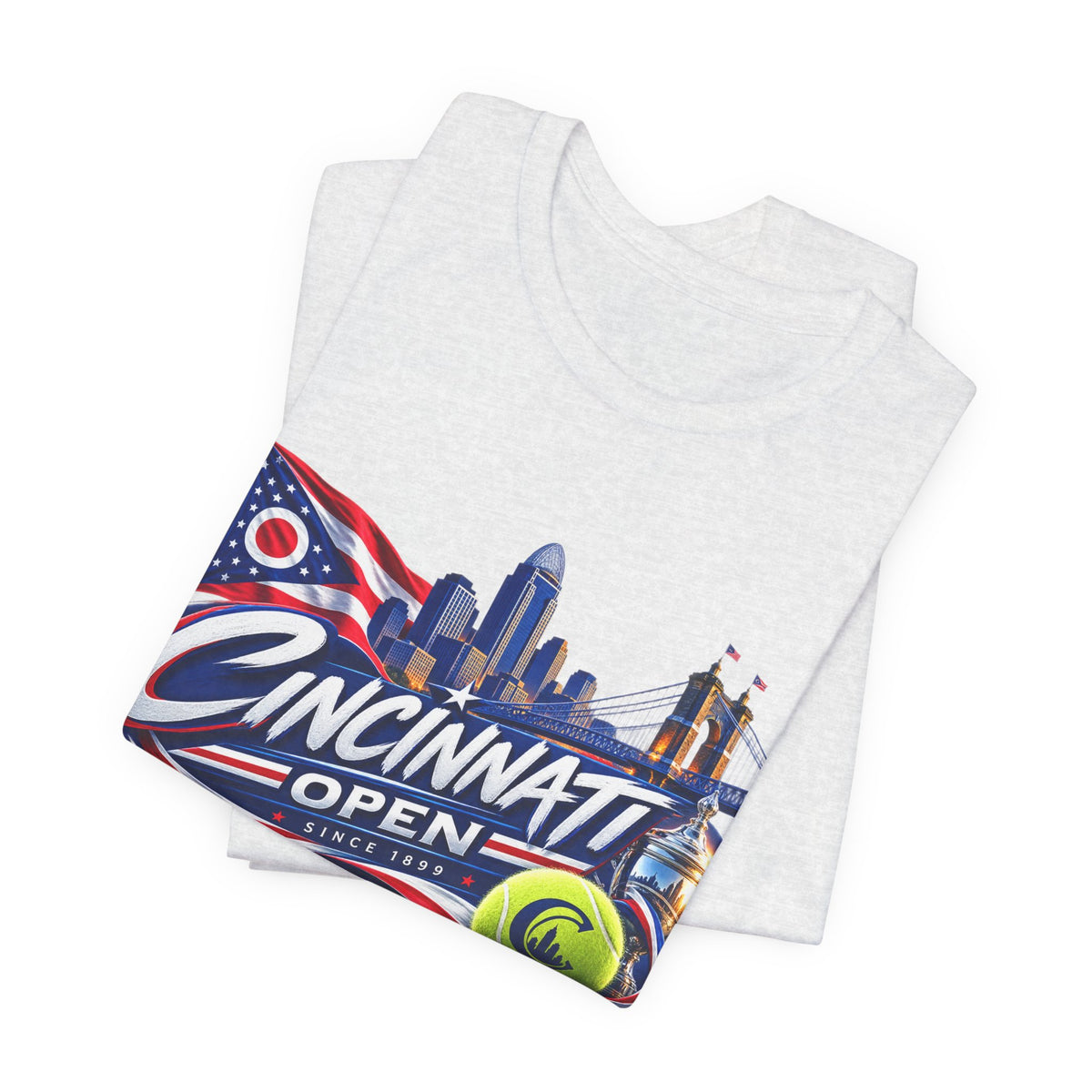 Cincinnati Open Tennis T‑Shirt – City Skyline & Tennis Ball Graphic