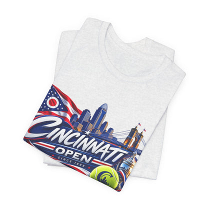 Cincinnati Open Tennis T‑Shirt – City Skyline & Tennis Ball Graphic
