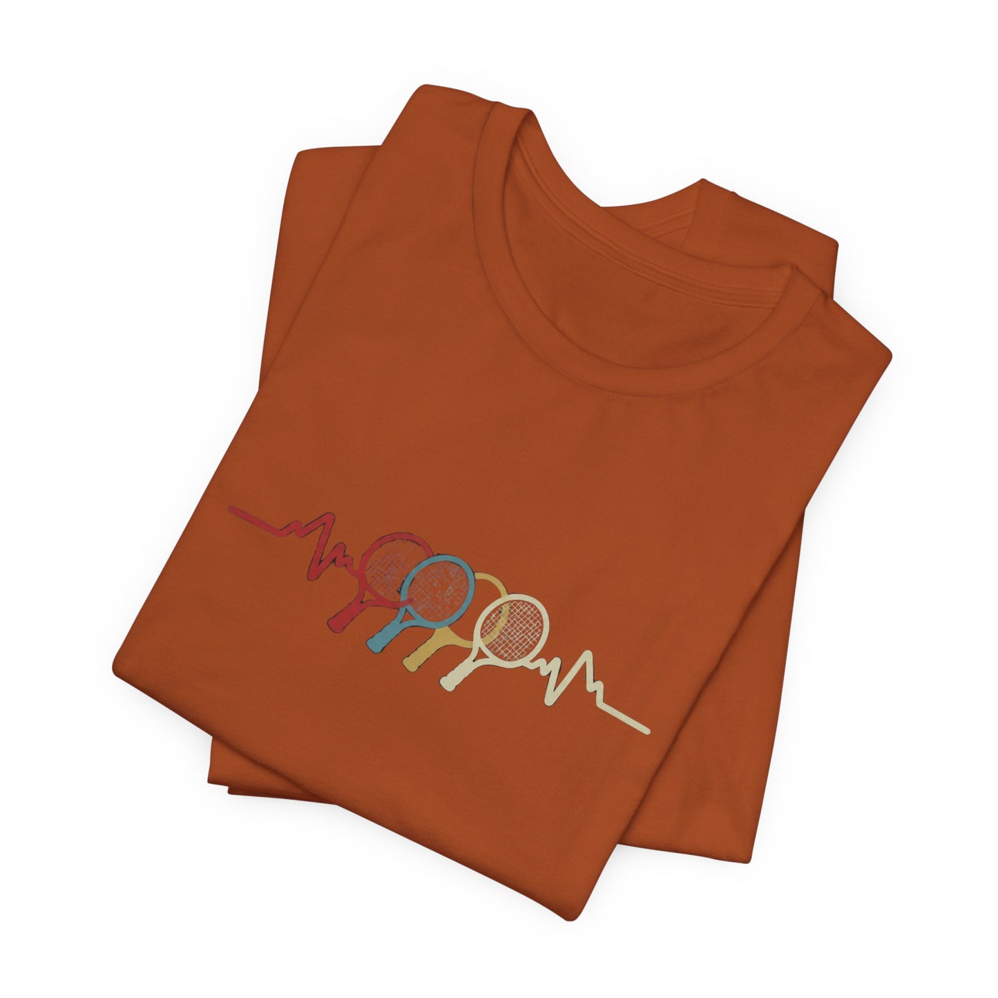 Tennis Heartbeat Tee — Retro Racket Line Art T-Shirt