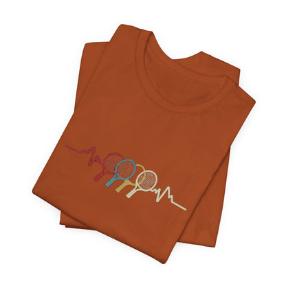 Tennis Heartbeat Tee — Retro Racket Line Art T-Shirt