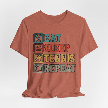 Tennis Tee — "Eat Sleep Tennis Repeat" Vintage Graphic Shirt