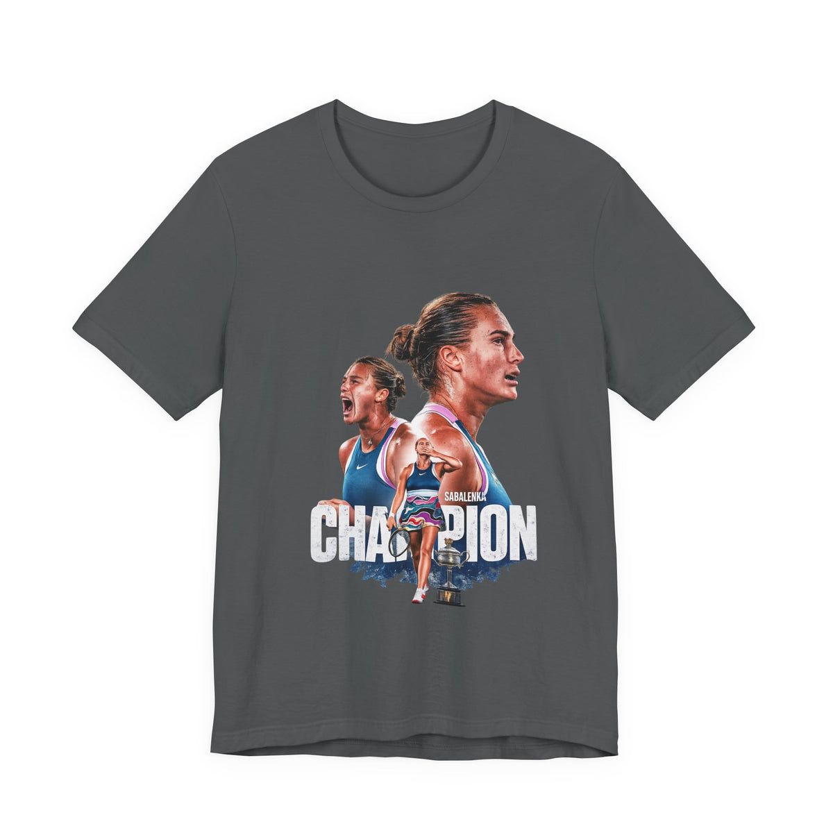 Champion Athlete Sabalenka Graphic Tee — "CHAMPION" Player Portrait T-Shirt