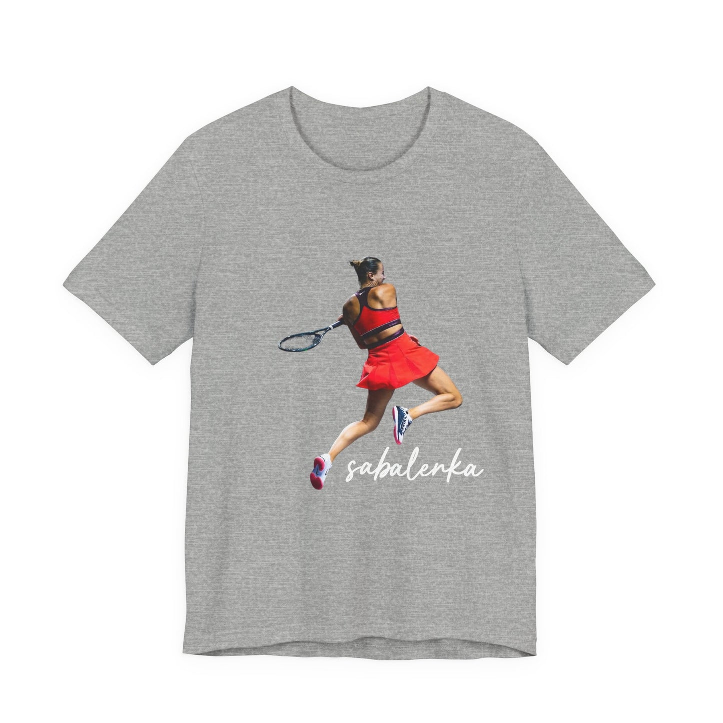 Tennis Player Sabalenka Graphic Tee — Women’s Red Dress Tennis Apparel