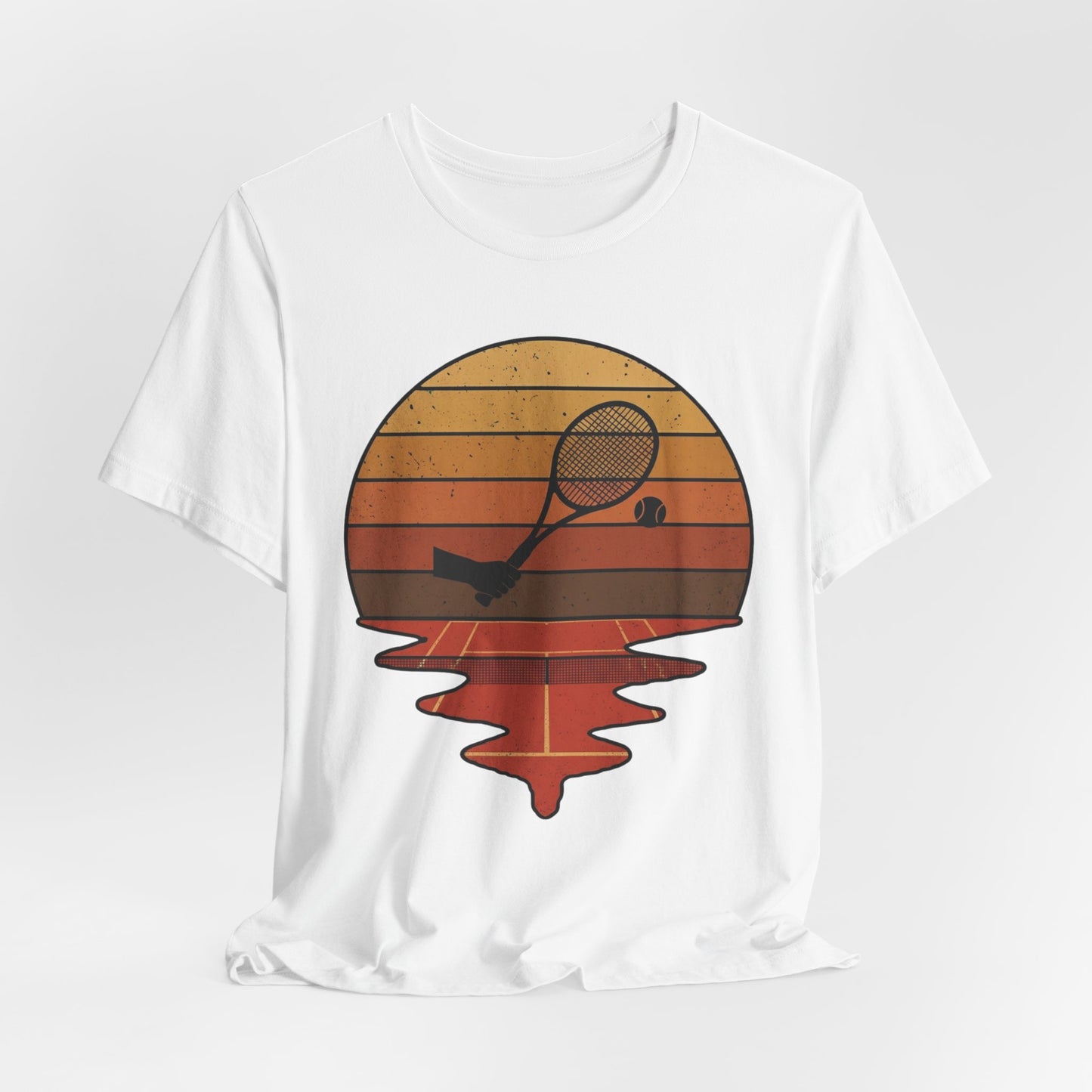 Retro Tennis Sunset Tee — Vintage Racket & Ball Graphic T‑Shirt