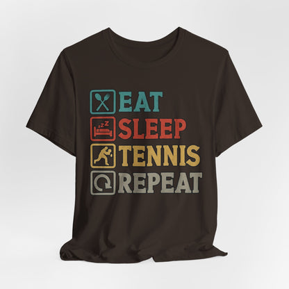 Tennis Tee — "Eat Sleep Tennis Repeat" Vintage Graphic Shirt