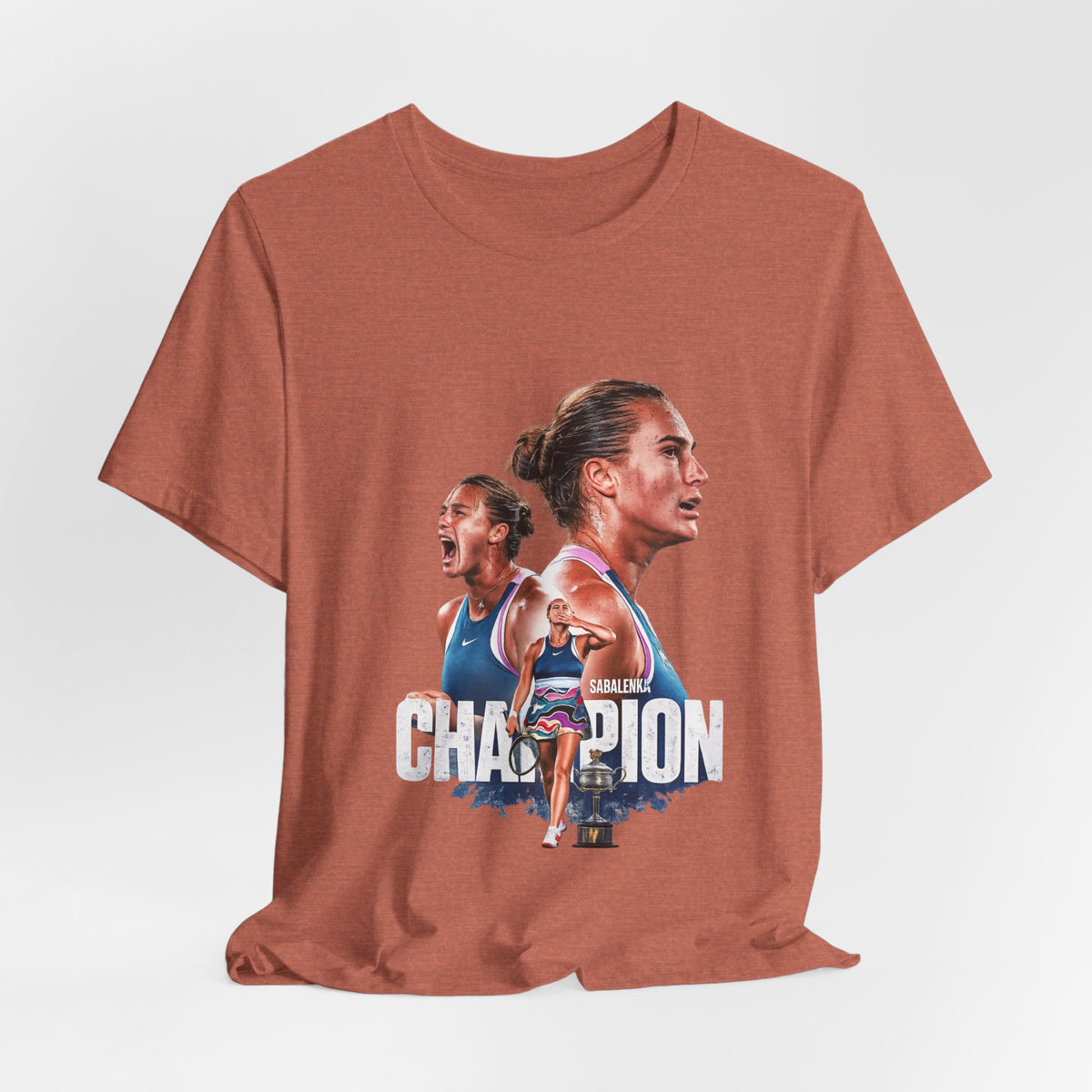 Champion Athlete Sabalenka Graphic Tee — "CHAMPION" Player Portrait T-Shirt