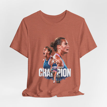 Champion Athlete Sabalenka Graphic Tee — "CHAMPION" Player Portrait T-Shirt