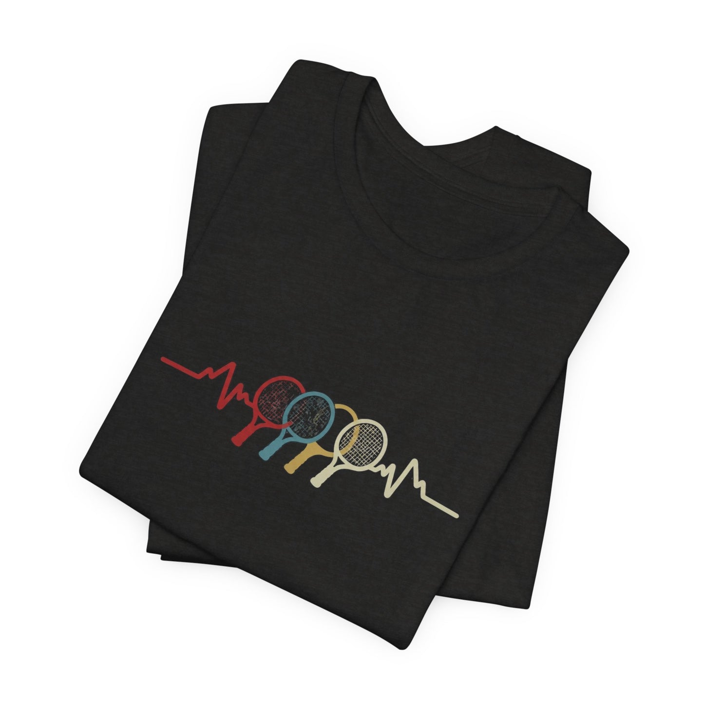Tennis Heartbeat Tee — Retro Racket Line Art T-Shirt