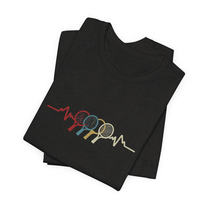 Tennis Heartbeat Tee — Retro Racket Line Art T-Shirt