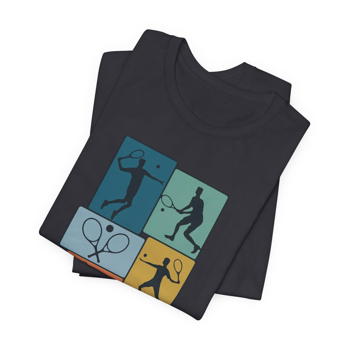 Tennis Silhouette Graphic Tee — Color Block Racket Players