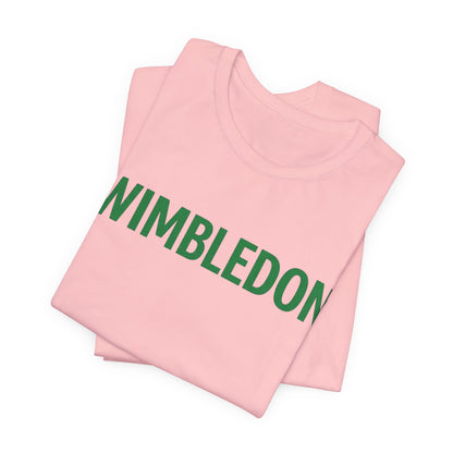 Wimbledon Classic Logo Tee — Green Text Tennis T‑Shirt