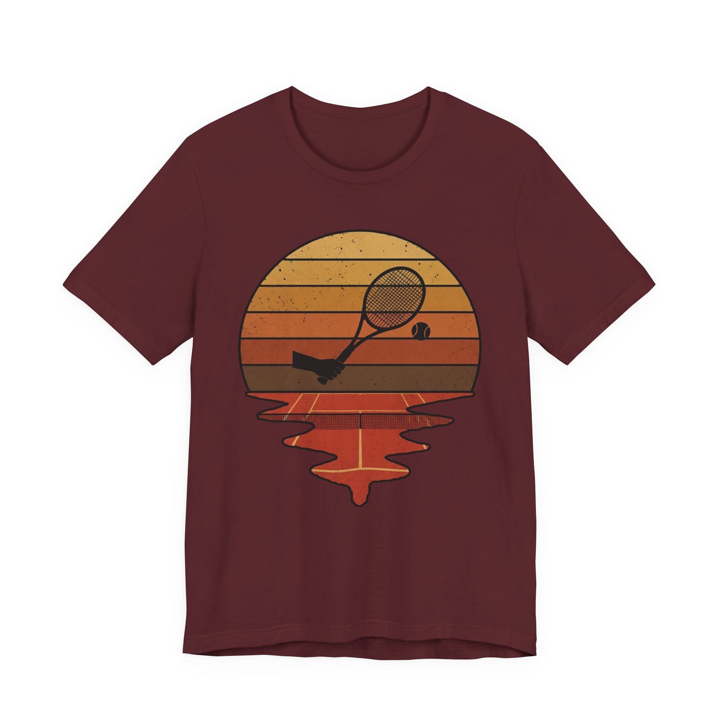 Retro Tennis Sunset Tee — Vintage Racket & Ball Graphic T‑Shirt