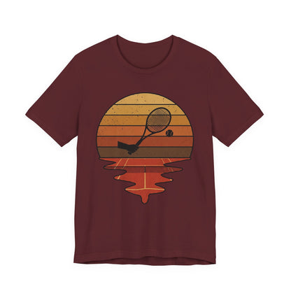 Retro Tennis Sunset Tee — Vintage Racket & Ball Graphic T‑Shirt