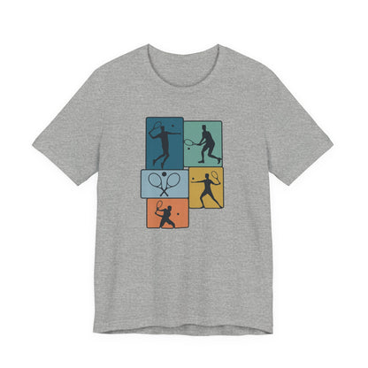 Tennis Silhouette Graphic Tee — Color Block Racket Players