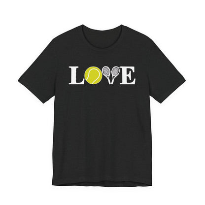 Tennis Love T-Shirt — 'LOVE' with Tennis Ball & Rackets
