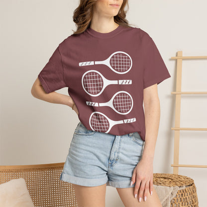 Tennis Rackets Graphic T-Shirt — Vintage-Inspired Garment-Dyed Tee