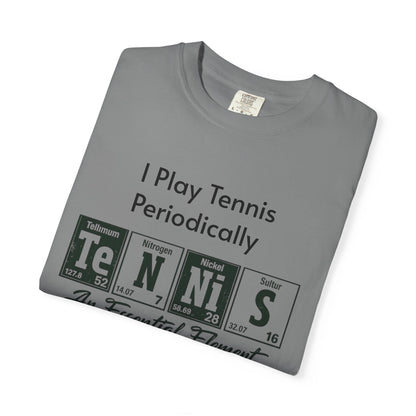 Tennis Periodically T‑Shirt — “An Essential Element” Chemistry Tennis Tee