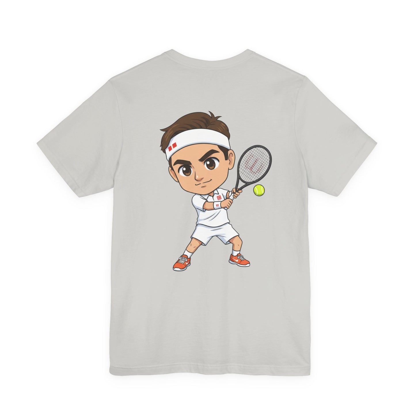 Tennis Tee — Watercolor Ball & Cartoon Player Short Sleeve Shirt