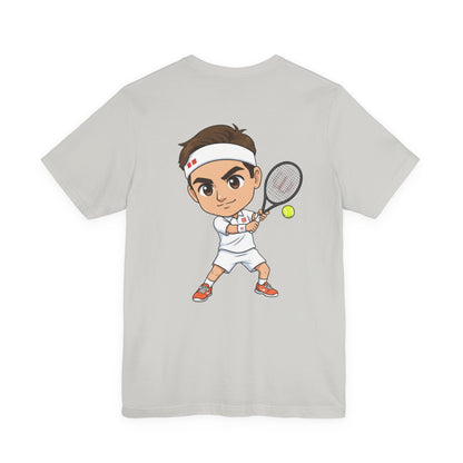 Tennis Tee — Watercolor Ball & Cartoon Player Short Sleeve Shirt