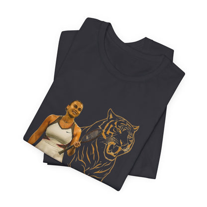 Sabalenka The Tigress Graphic Tee — Empowered Woman & Tiger Illustration