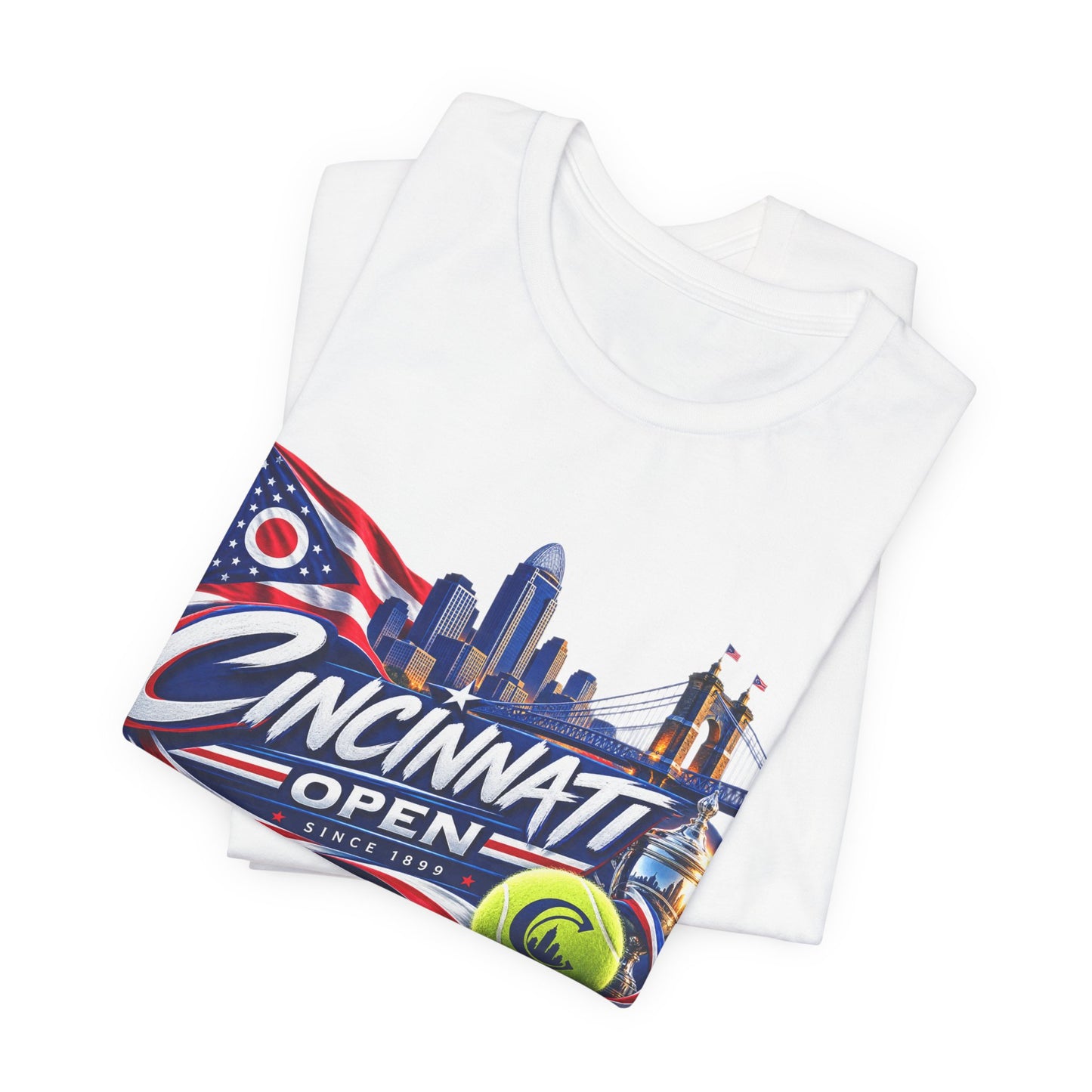 Cincinnati Open Tennis T‑Shirt – City Skyline & Tennis Ball Graphic