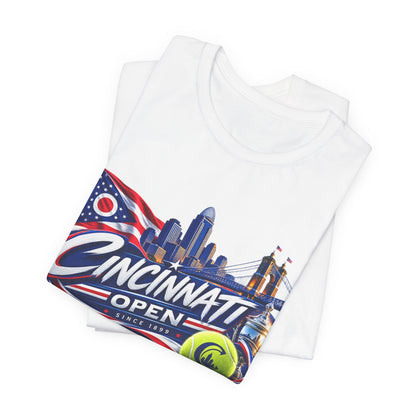 Cincinnati Open Tennis T‑Shirt – City Skyline & Tennis Ball Graphic