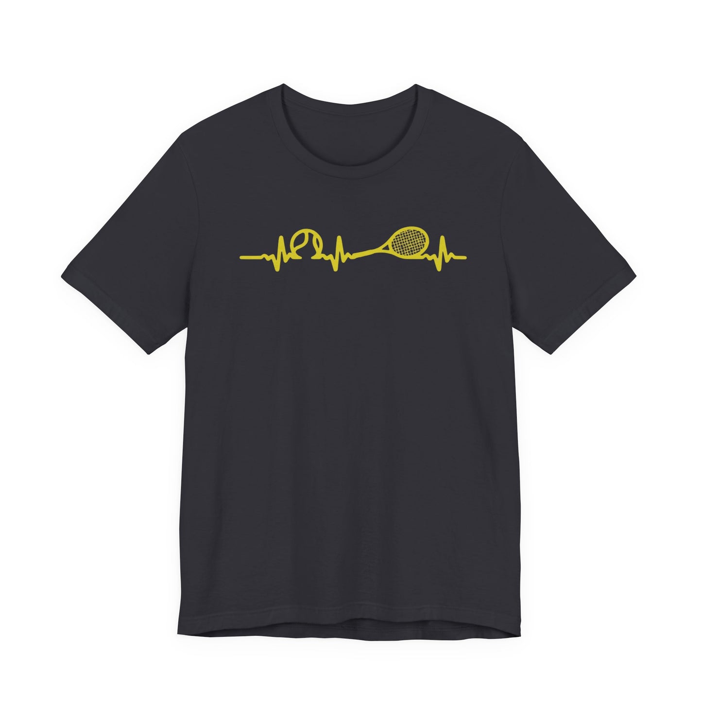 Tennis Heartbeat Tee — Minimal Tennis Racket ECG Graphic T-Shirt