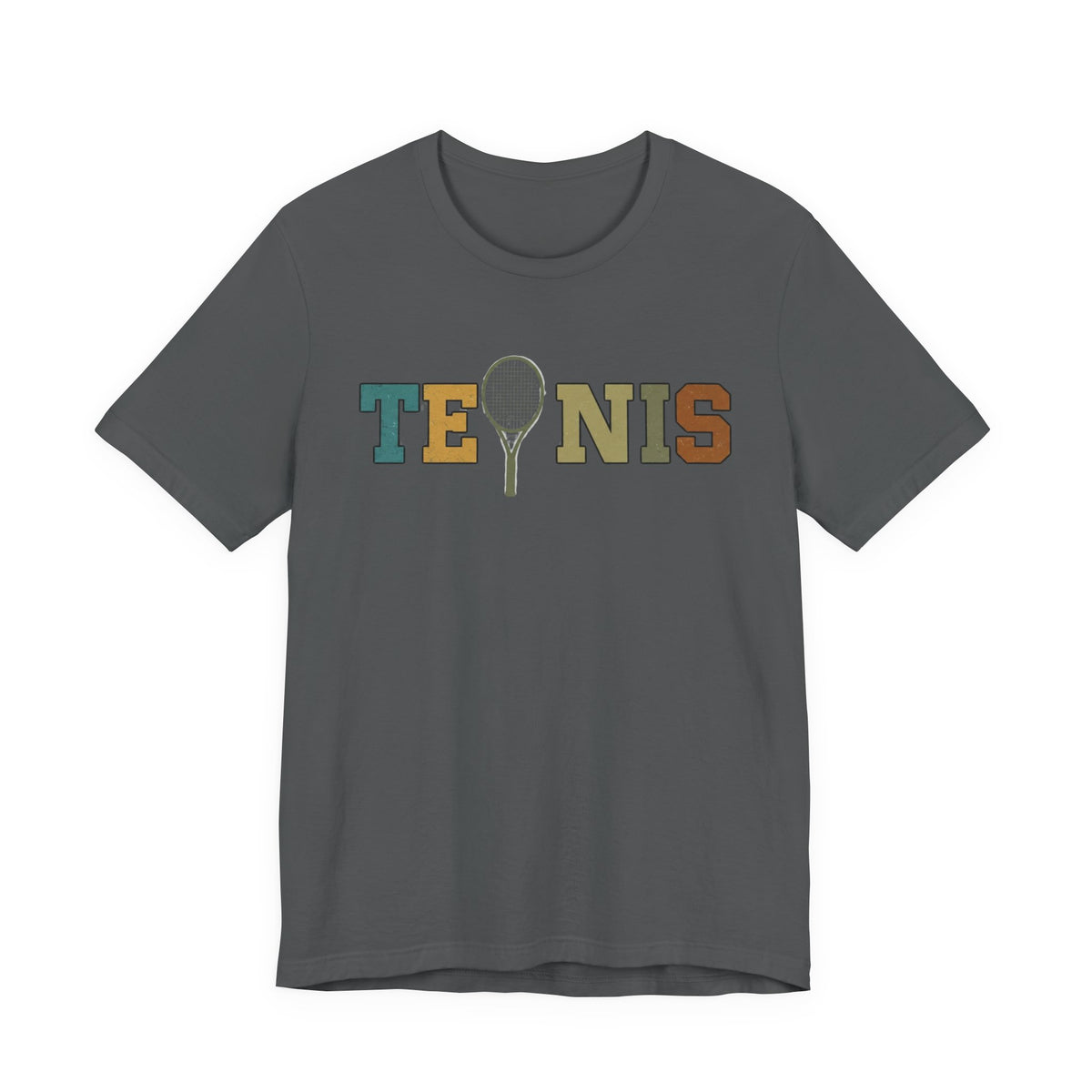 Tennis Retro Graphic Tee — Vintage Racket Lettering Shirt