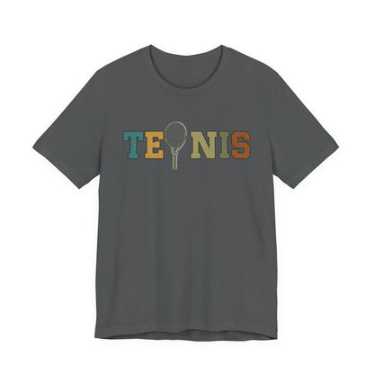 Tennis Retro Graphic Tee — Vintage Racket Lettering Shirt