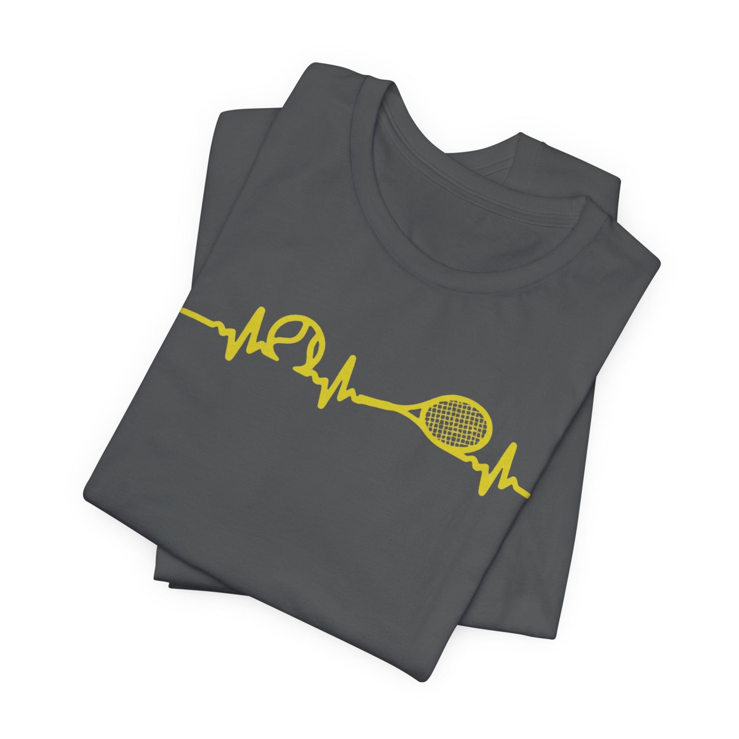 Tennis Heartbeat Tee — Minimal Tennis Racket ECG Graphic T-Shirt