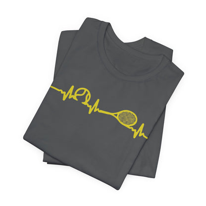 Tennis Heartbeat Tee — Minimal Tennis Racket ECG Graphic T-Shirt