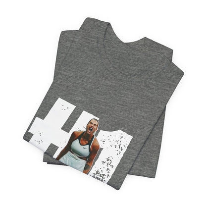 Tennis Player Graphic Tee — Fierce Court Celebration Shirt