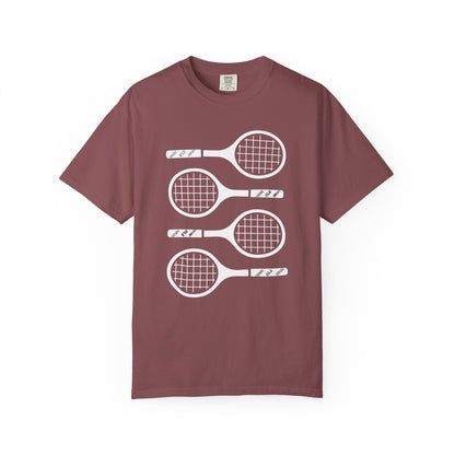 Tennis Rackets Graphic T-Shirt — Vintage-Inspired Garment-Dyed Tee