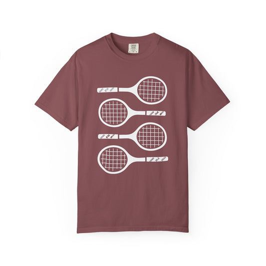 Tennis Rackets Graphic T-Shirt — Vintage-Inspired Garment-Dyed Tee
