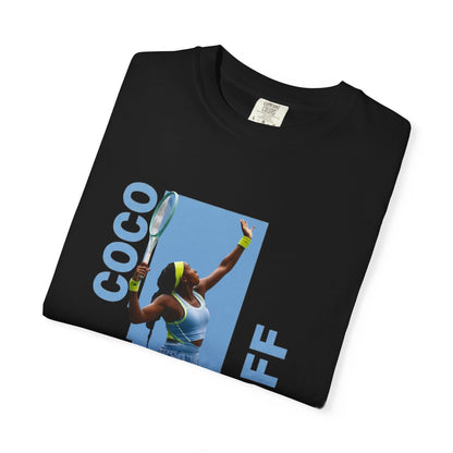 Coco Gauff T-Shirt — Retro Tennis Serve Graphic