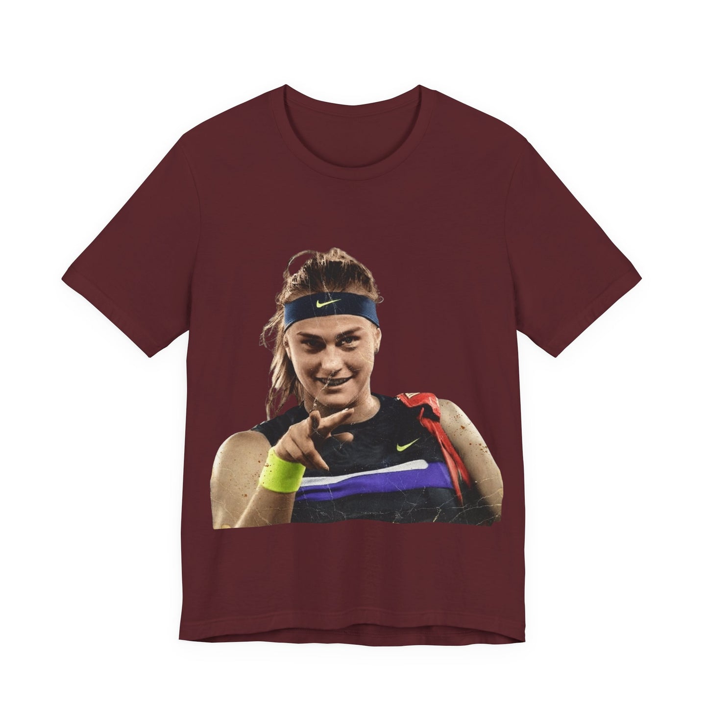 Tennis Player Sabalenka Graphic Tee — Pointing Victory Photo T‑Shirt