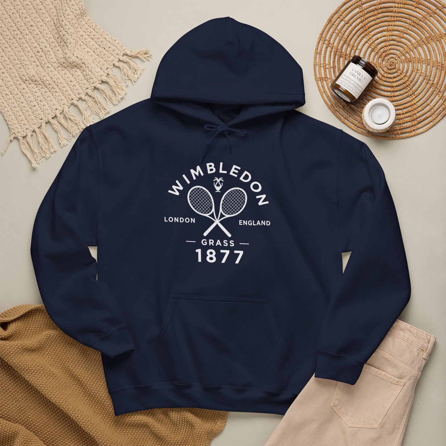 Wimbledon 1877 Tennis Hoodie — Classic Racquets Logo Pullover