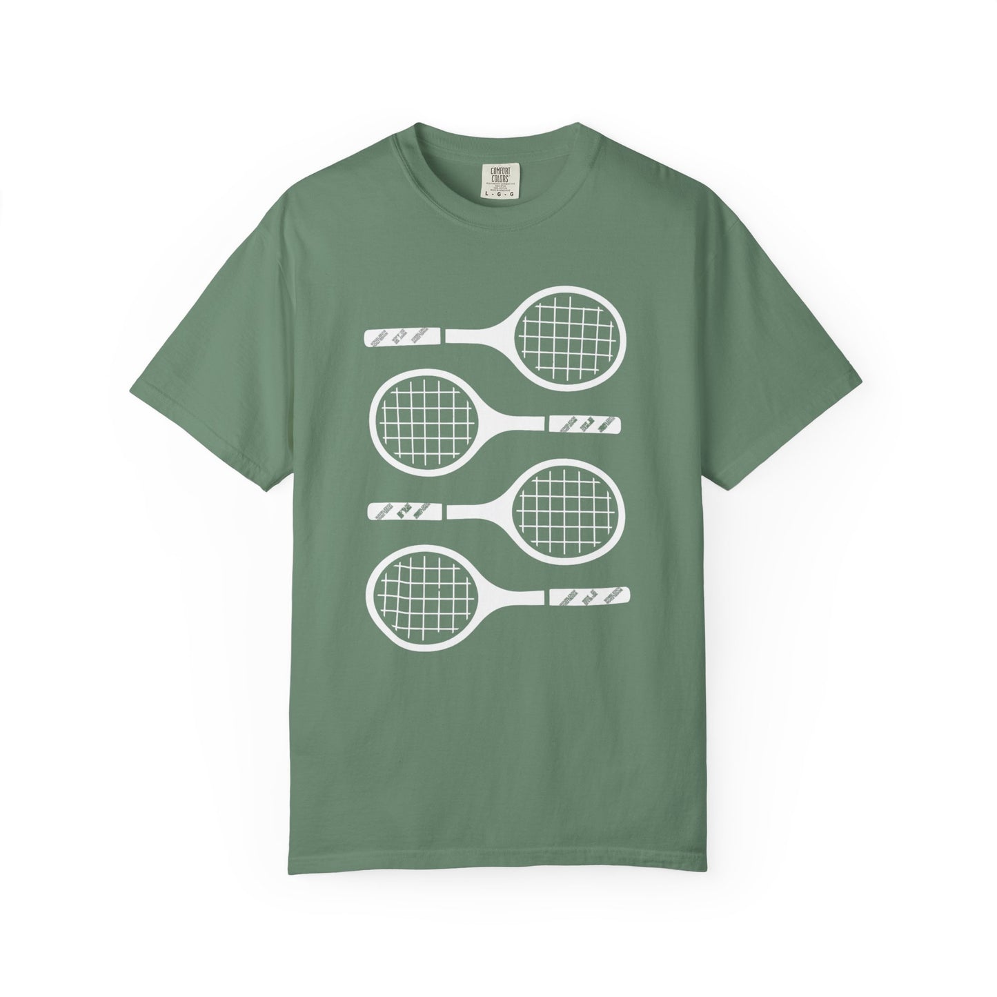 Tennis Rackets Graphic T-Shirt — Vintage-Inspired Garment-Dyed Tee