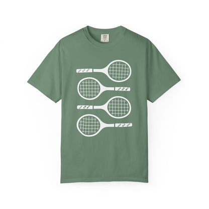 Tennis Rackets Graphic T-Shirt — Vintage-Inspired Garment-Dyed Tee