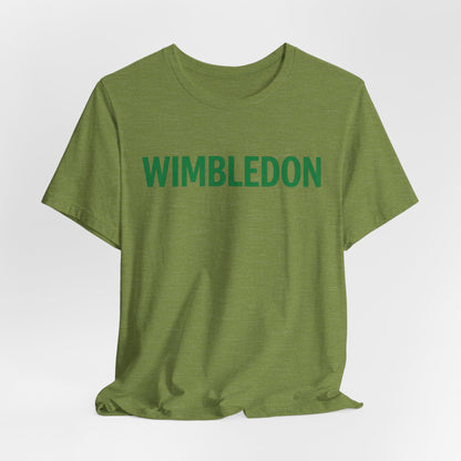 Wimbledon Classic Logo Tee — Green Text Tennis T‑Shirt